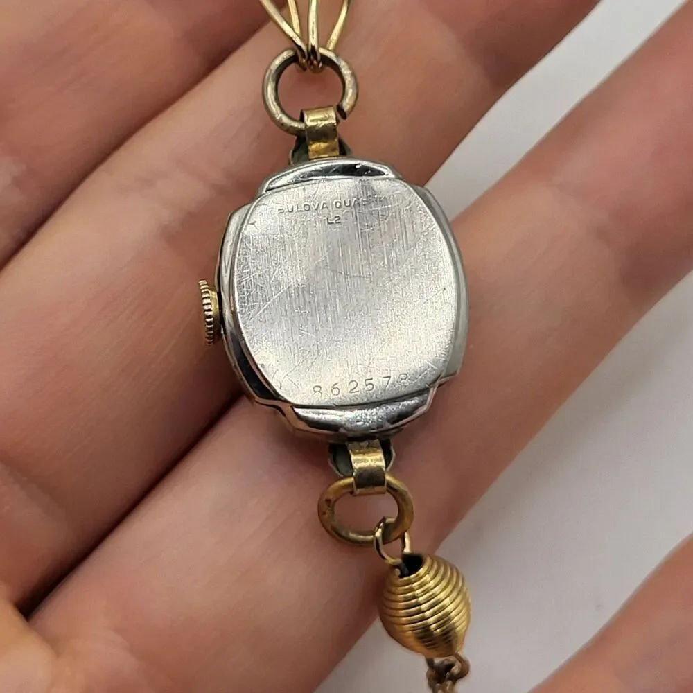 Vintage Bulova Pocket Watch Butterfly Clip L2 Windable Working 4.5in